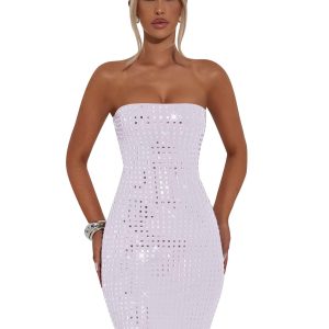 Silver Sequined Bandeau Mini Skirt