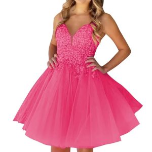 Gradient pink and orange sweetheart neckline lace mesh tulle mini skirt