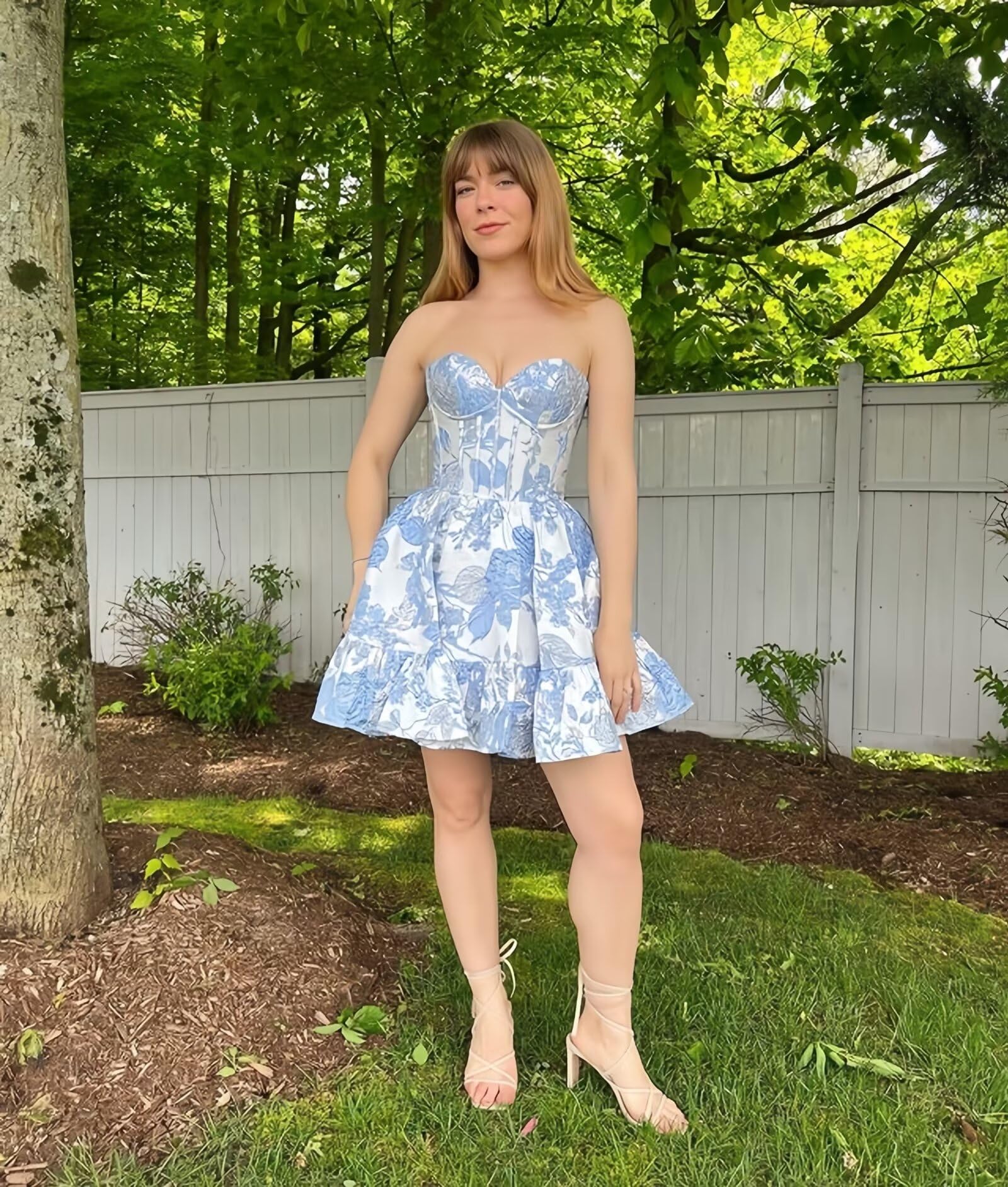 French retro floral tube top short dress - Image 5